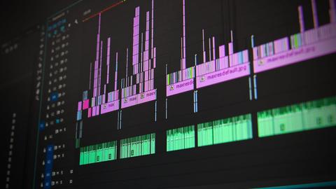 a computer screen displaying digital audio waves