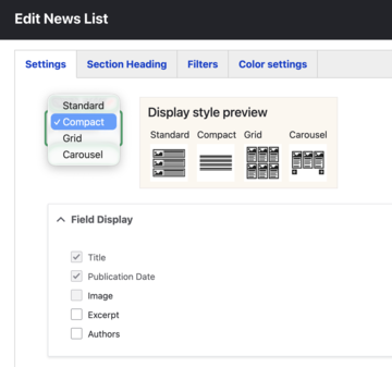 a screenshot displaying the Compact Display Style in a component