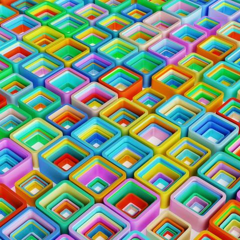 a grid of colorful nested blocks