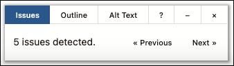 Screenshot of control panel showing 5 issues detected and panel controls.