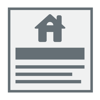 House icon followed by lines representing text.