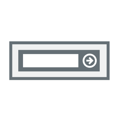  Icon showing rectangular button outline and a smaller rectangle with a right-pointing arrow.