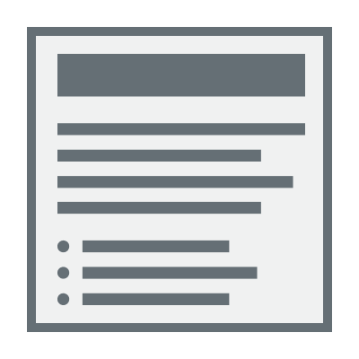 Icon showing a page-shaped outline with lines representing text.